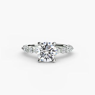 Marquise and Round Alternating Diamond Accent Engagement Ring