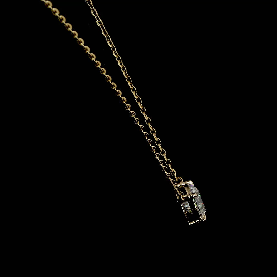 14K Yellow Gold Lab Grown Diamond Round Pendant Necklace