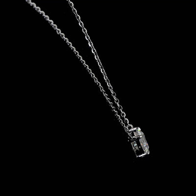 14K White Gold Lab Grown Diamond Round Pendant Necklace