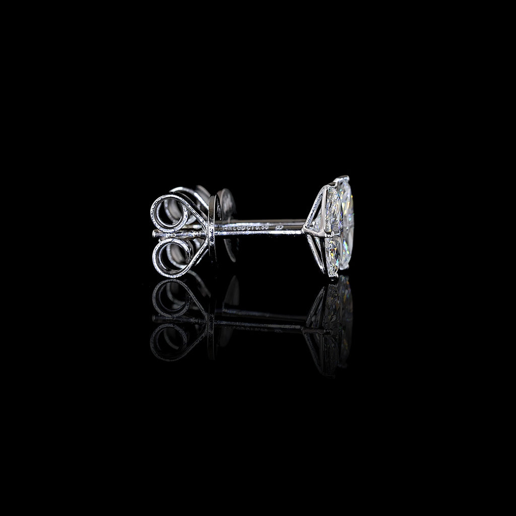 Video of Marquise lab grown diamond stud earrings in 14k white gold, prong setting, 0.5 CTW (0.25 carats each).