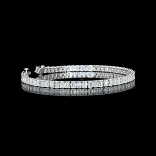 10 carat emerald lab grown diamond tennis bracelet in white gold || #metal_white gold
