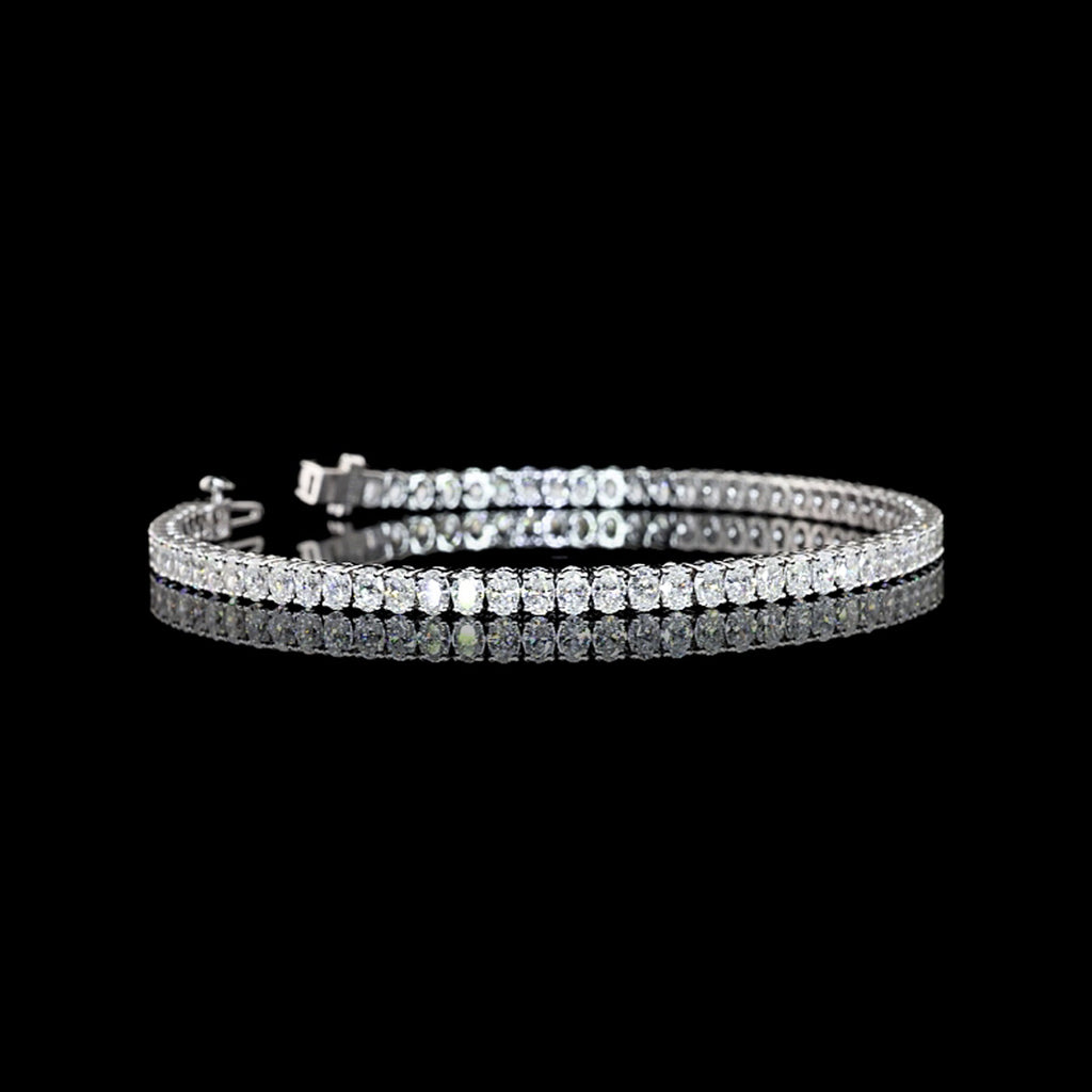 5 carat oval lab grown diamond tennis bracelet in white gold || #metal_white gold