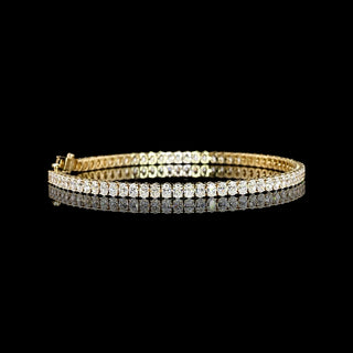 5 carat oval lab grown diamond tennis bracelet in yellow gold 