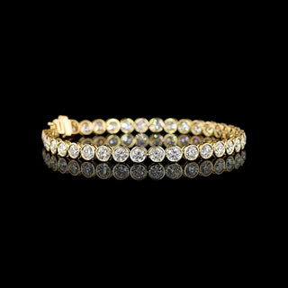 9 Carat Bezel Lab Grown Diamond Tennis Bracelet in 14K Yellow Gold